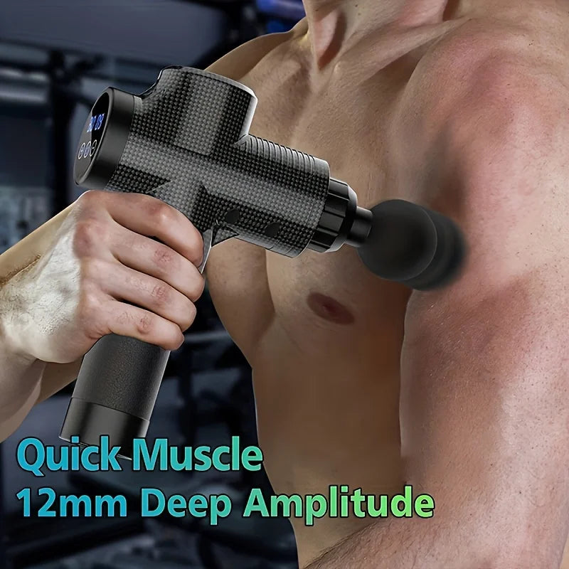 “Muscle massage gun with deep amplitude