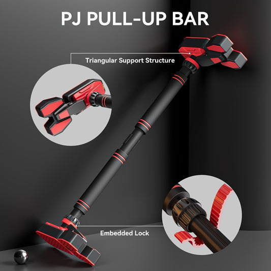 Side view of GymWave black Ladder Pull Up Bar in home doorway