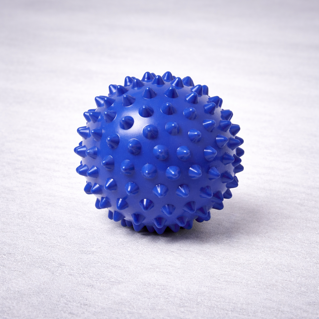 Blue spiked massage ball for myofascial release