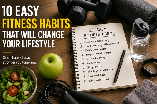 Person following simple fitness habits like exercise, hydration, and healthy lifestyle routine for better health and energy