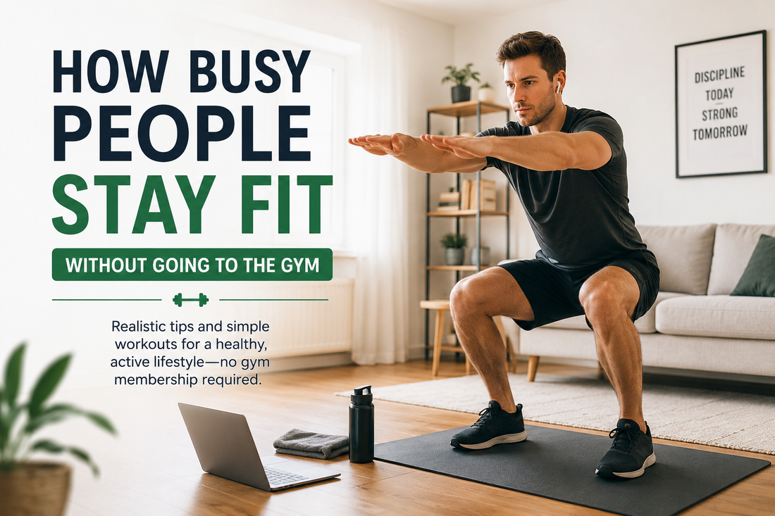 Busy person doing a quick home workout
