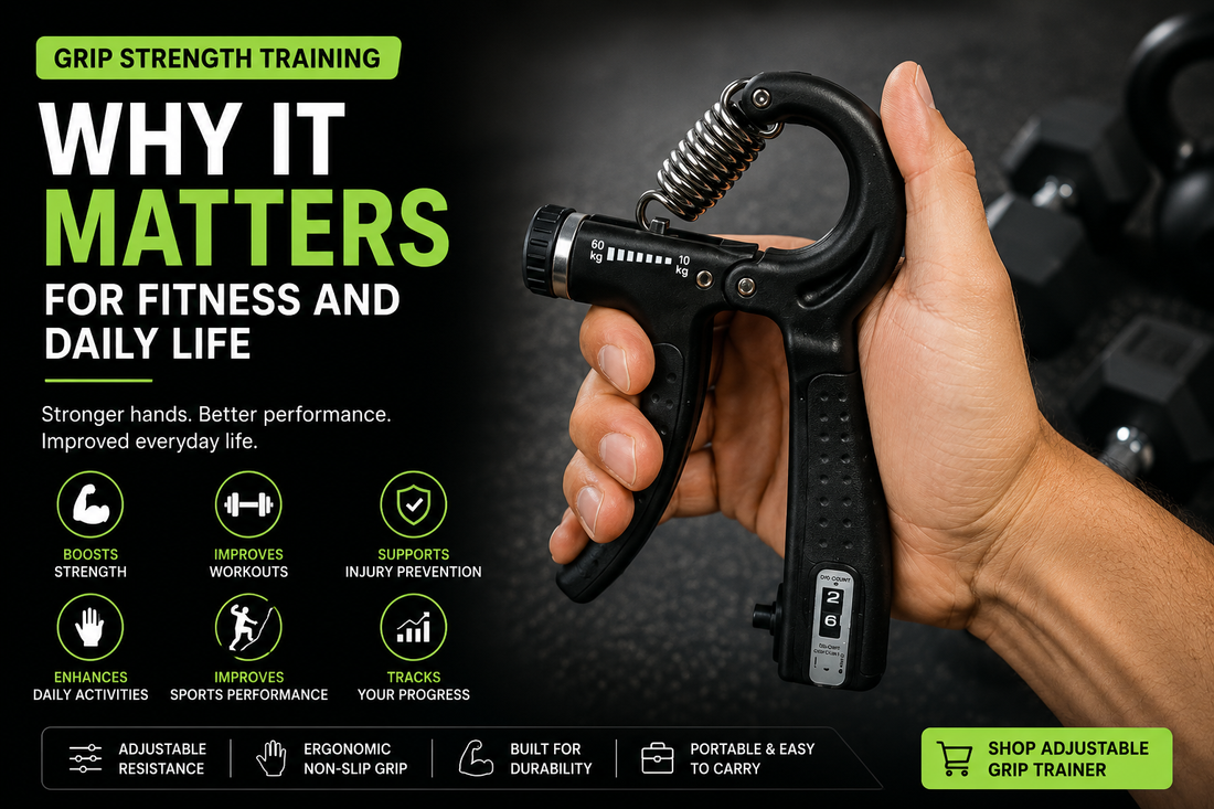 Person using an adjustable grip strength trainer to improve hand strength forearm endurance and fitness performance