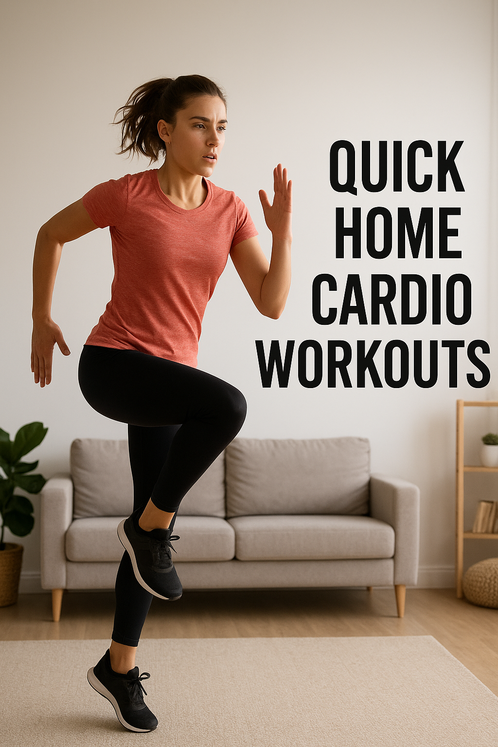 Quick home cardio workouts without equipment, including jumping jacks, high knees, and bodyweight exercises.