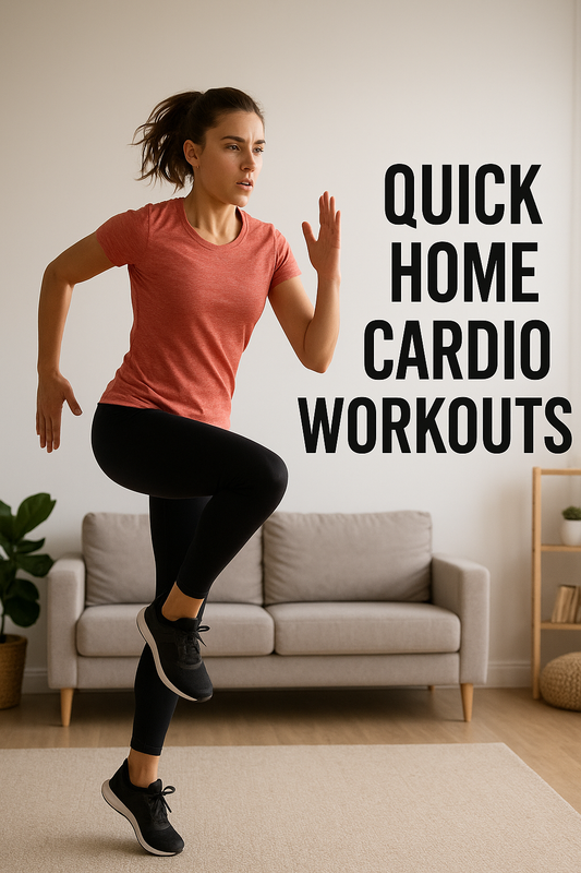 Quick home cardio workouts without equipment, including jumping jacks, high knees, and bodyweight exercises.