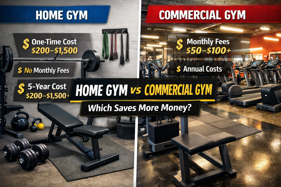 Home gym vs commercial gym cost comparison with equipment and fitness setup