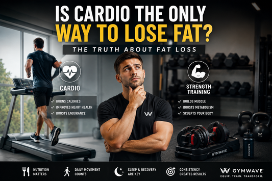 Person performing strength training at home while doing cardio to illustrate the truth about fat loss.