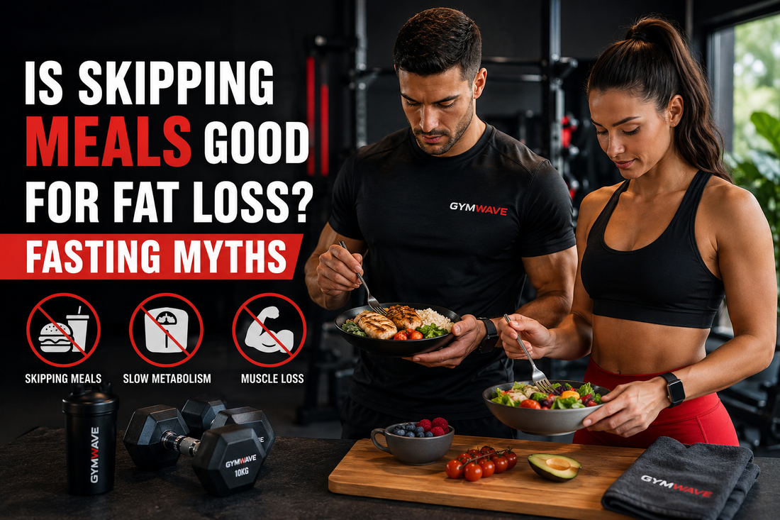 Healthy athlete choosing a balanced meal after a workout, illustrating the truth about skipping meals and fat loss.