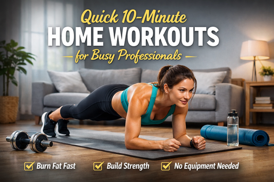 Person doing a quick 10-minute home workout routine in a modern living room