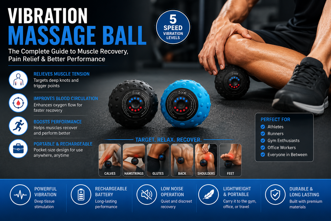 5-speed rechargeable vibration massage ball for muscle recovery, pain relief, trigger point therapy and improved mobility
