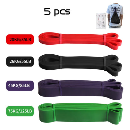 5pcs Heavy-duty latex resistance band used for workouts