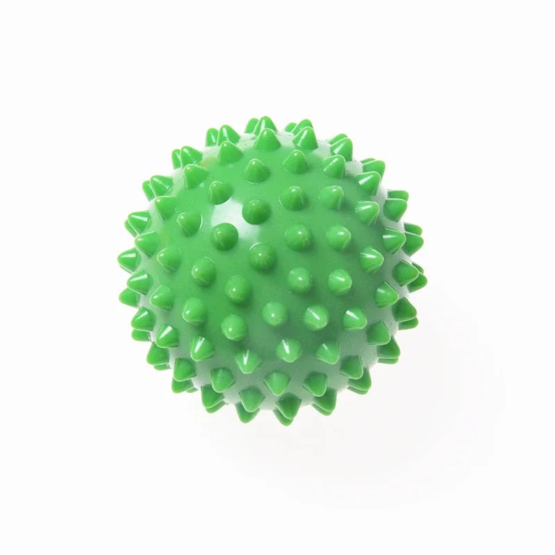 Green color 7cm Hard Spiked Massage Ball for fitness and muscle therapy
