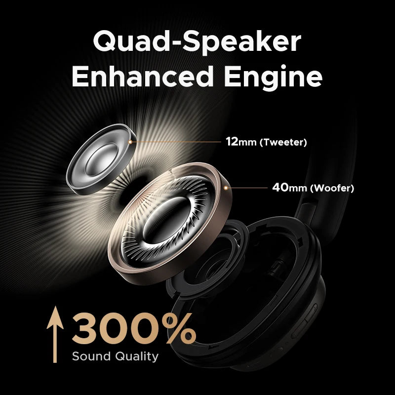UGREEN headphones with quad-speaker enhanced engine 300% sound quality