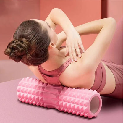 Foam roller used for deep tissue massage to relieve muscle soreness