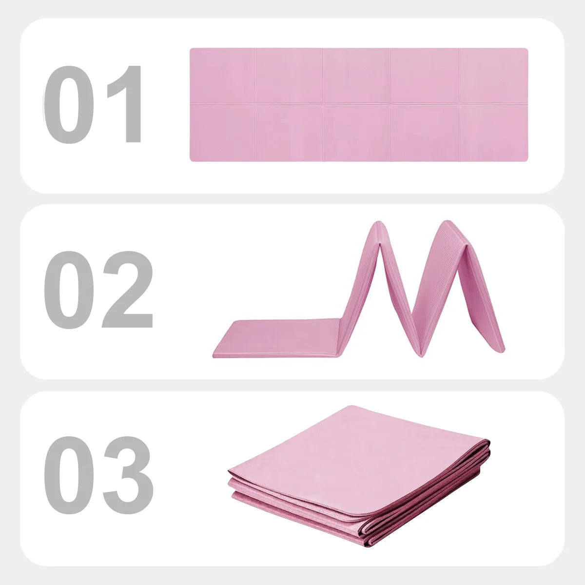 Yoga pink mat in 3 different formats