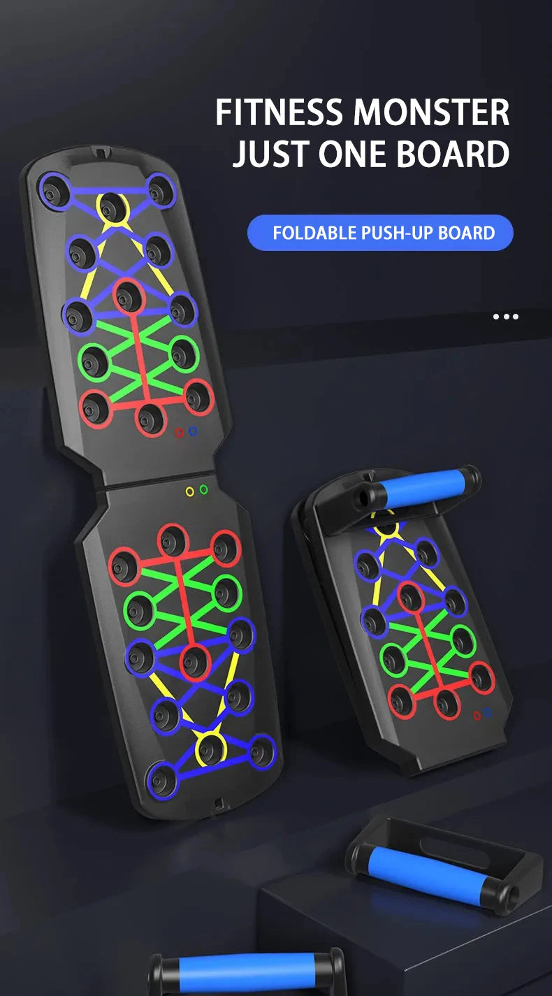 Push-up board with color-coded positions