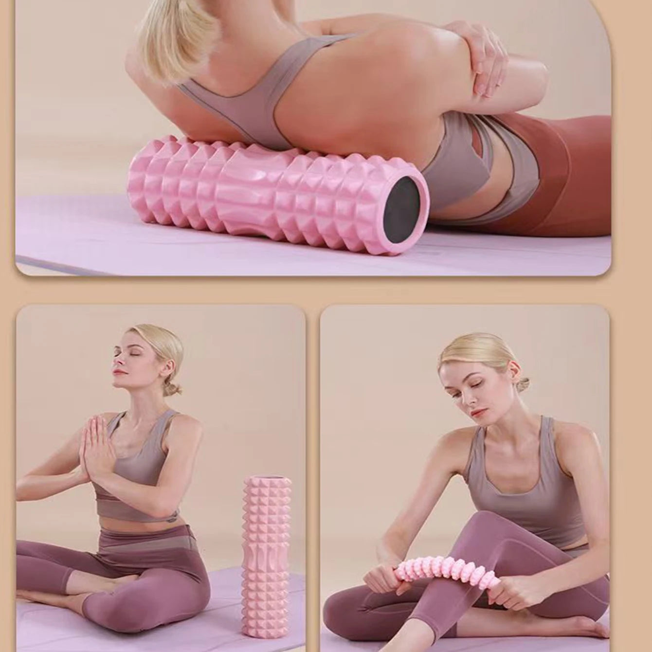 Non-slip yoga foam roller and block for safe exercises