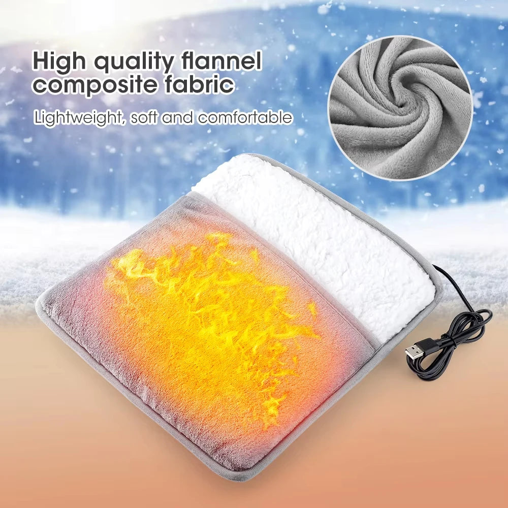 Portable foot heating pad with soft fleece fabric