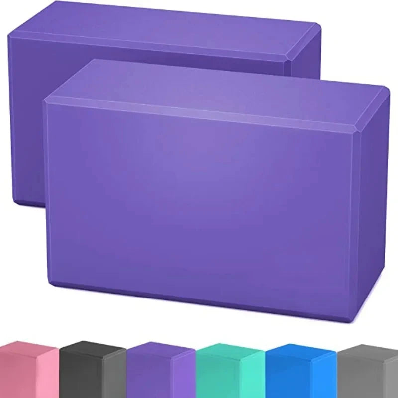 Puple Set of yoga blocks for home exercise and pilates workouts