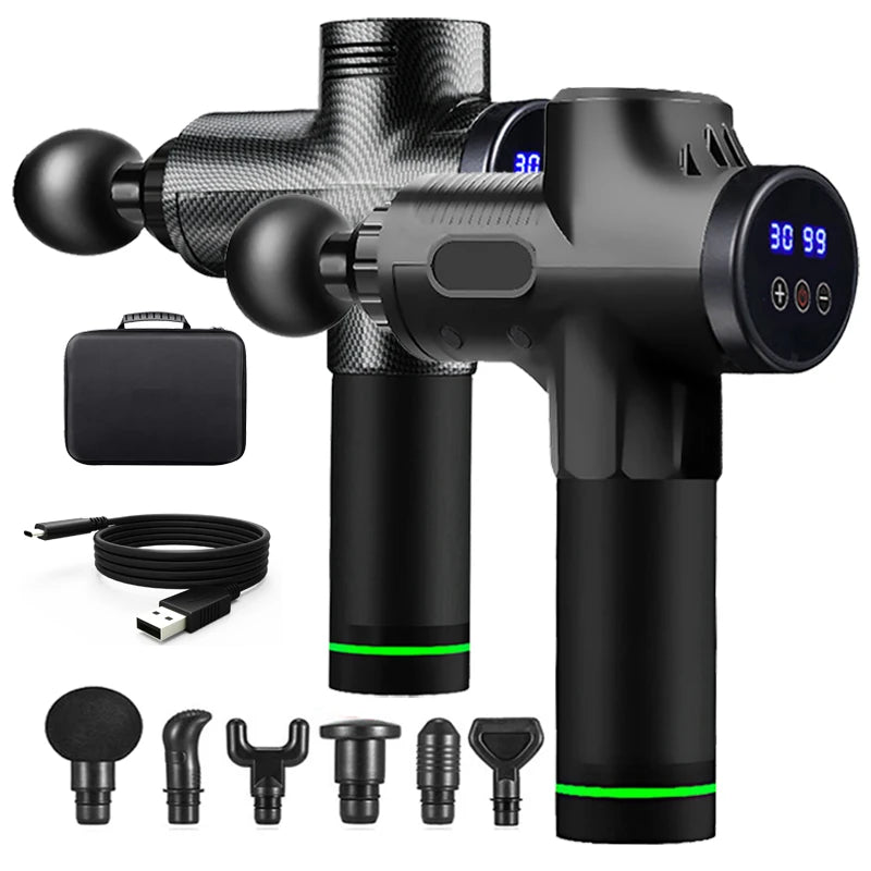 Massage gun attachments set for full body recovery black and fiber color