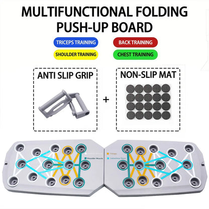 Multi-position push-up board with anti slip grip + non slip mat