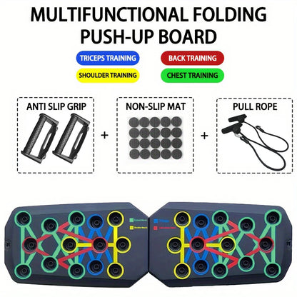 Home workout with push-up board anti slip grip, non-slip mat, pull rope