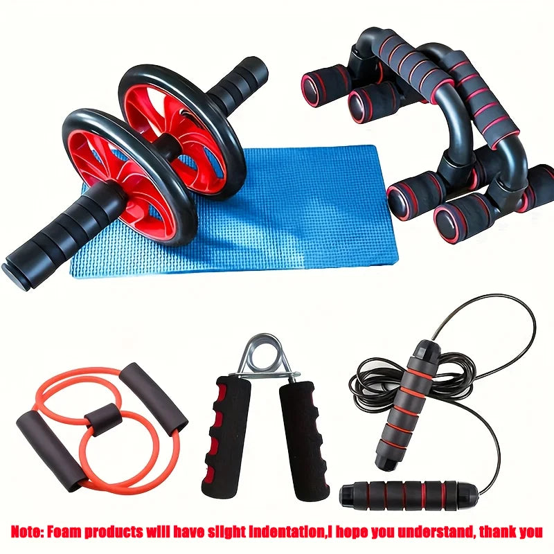 Collection of fitness equipment in orange color