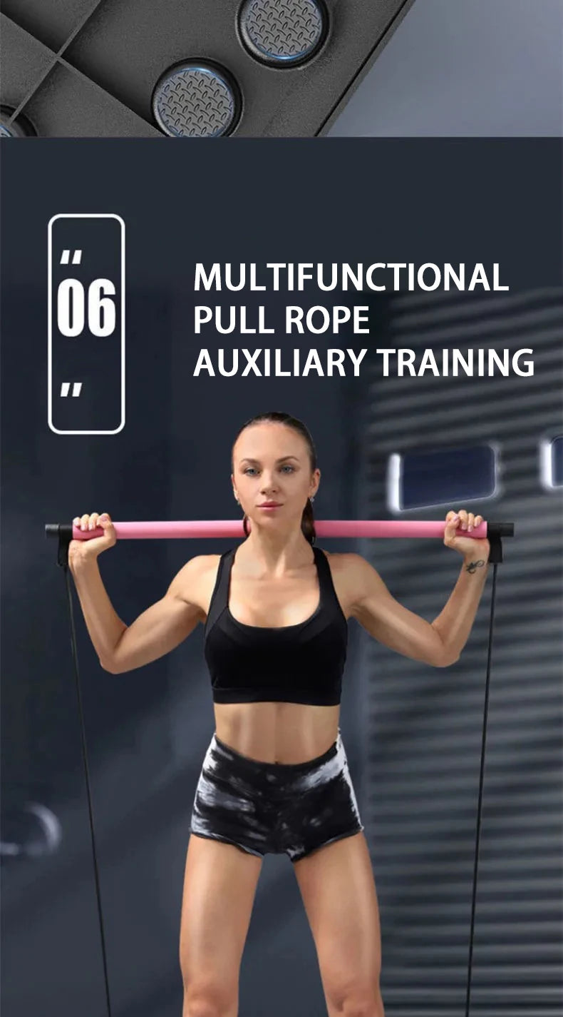 Multi-position push-up board with pull rope for training