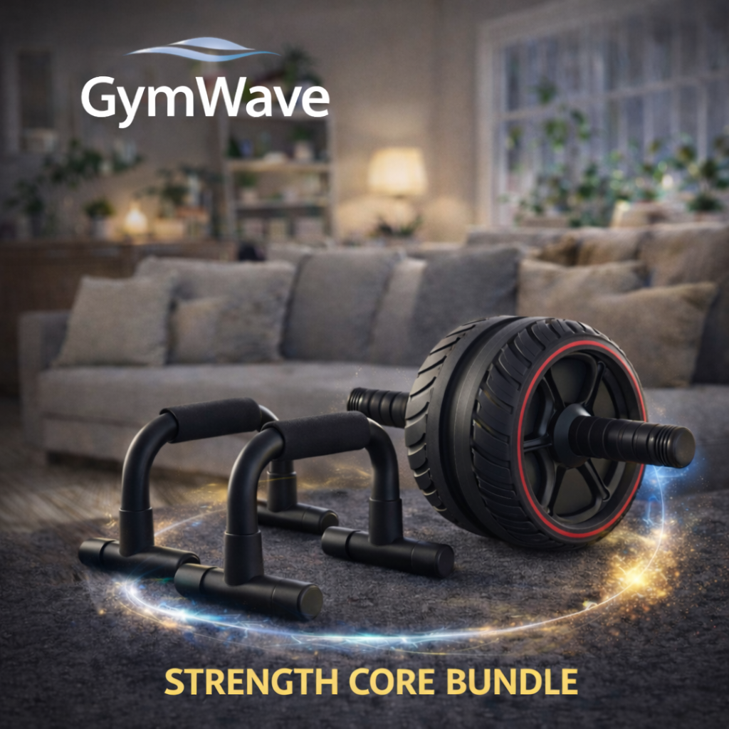 Push up bar and ab roller bundle for core strength and full body home workouts