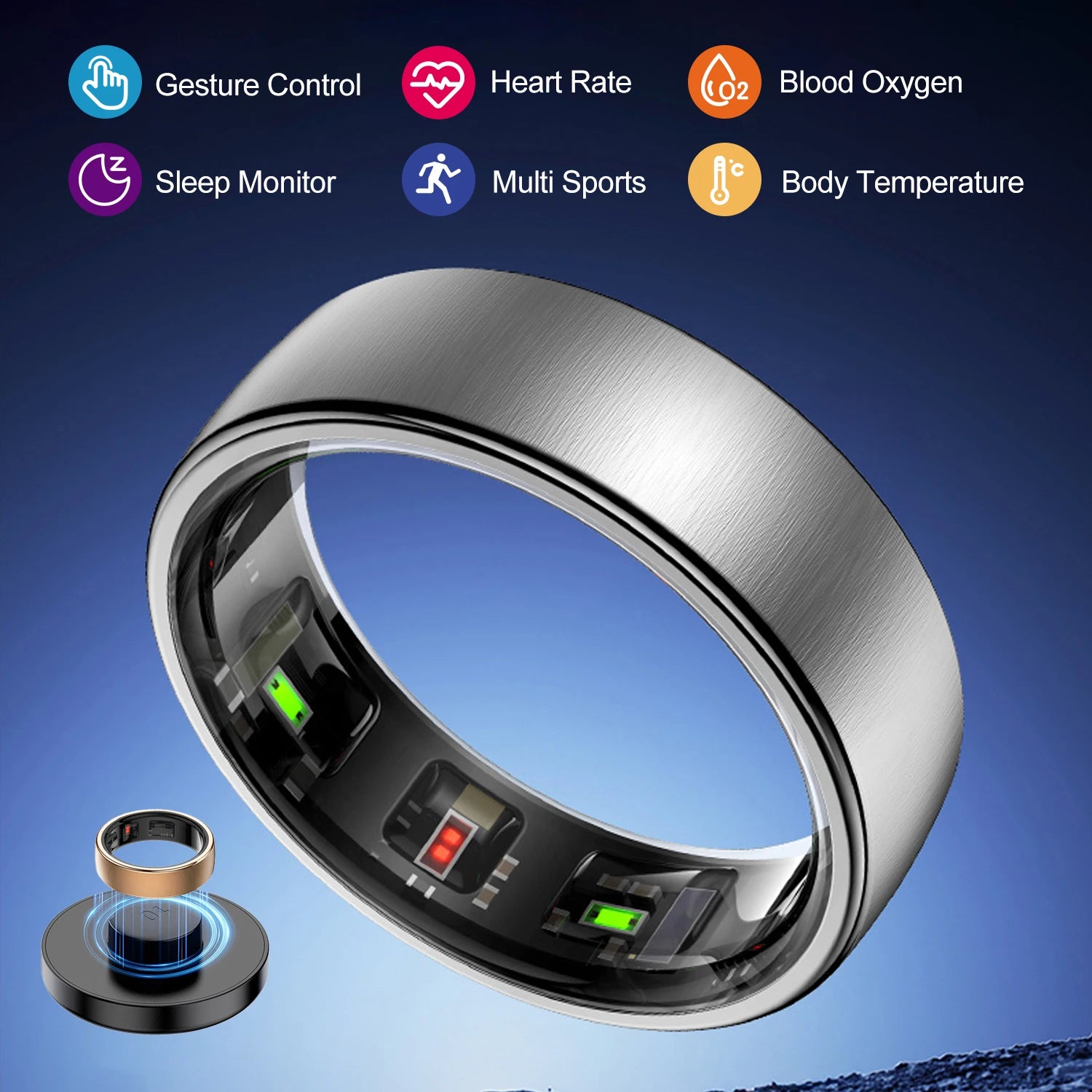 Uhoofit R10 smart ring front view