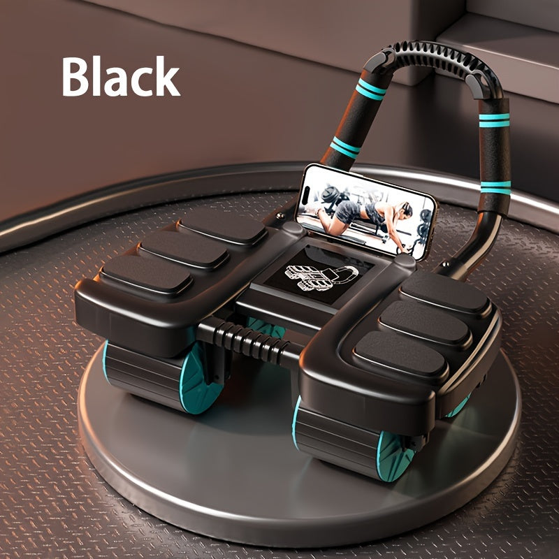 Advanced core workout using 4-wheel ab roller black color