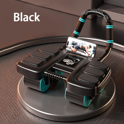 Advanced core workout using 4-wheel ab roller black color