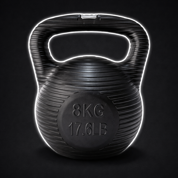Adjustable 8kg water-filled kettlebell designed for portable strength training, offering customizable resistance for full-body home workouts.