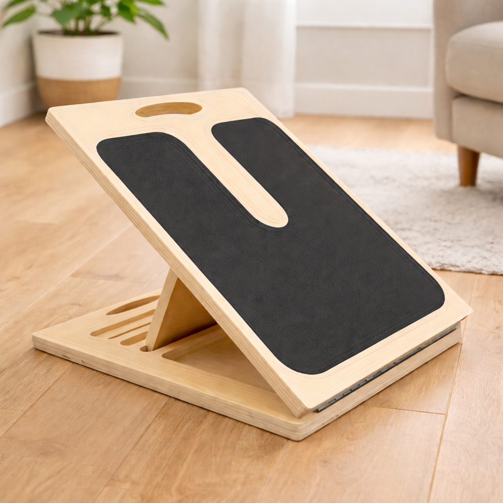 Black adjustable wooden incline board