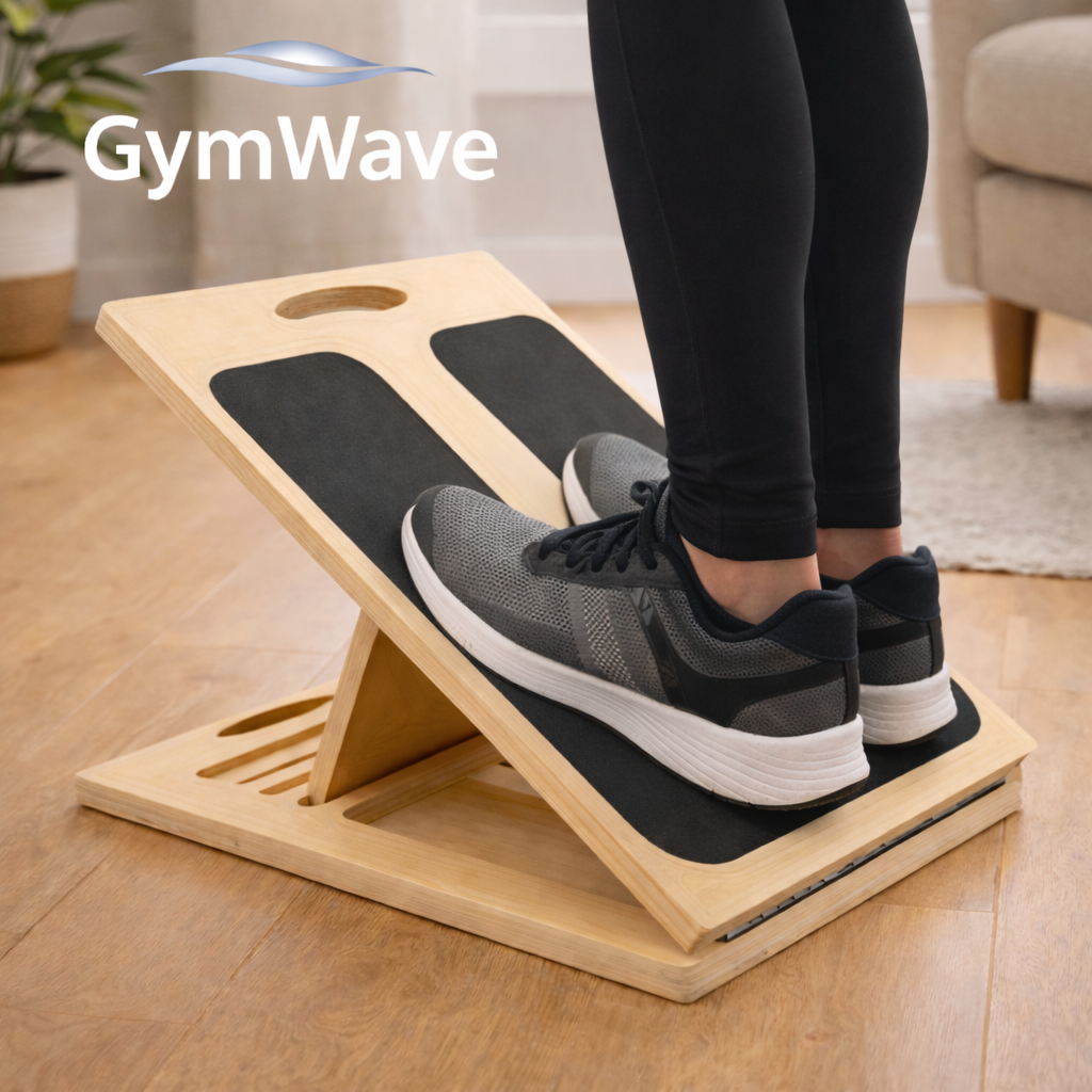 Front view of the Adjustable Wooden Incline Board for Calf Stretching
