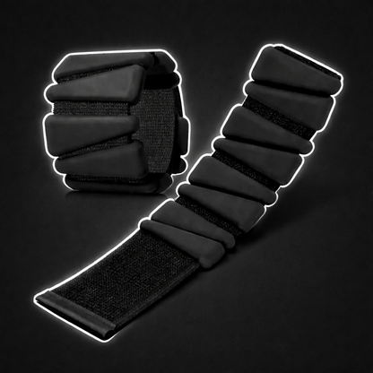 Adjustable wrist and ankle weights ranging from 2 to 4 lbs designed to boost strength, endurance, and calorie burn during workouts and daily activities.