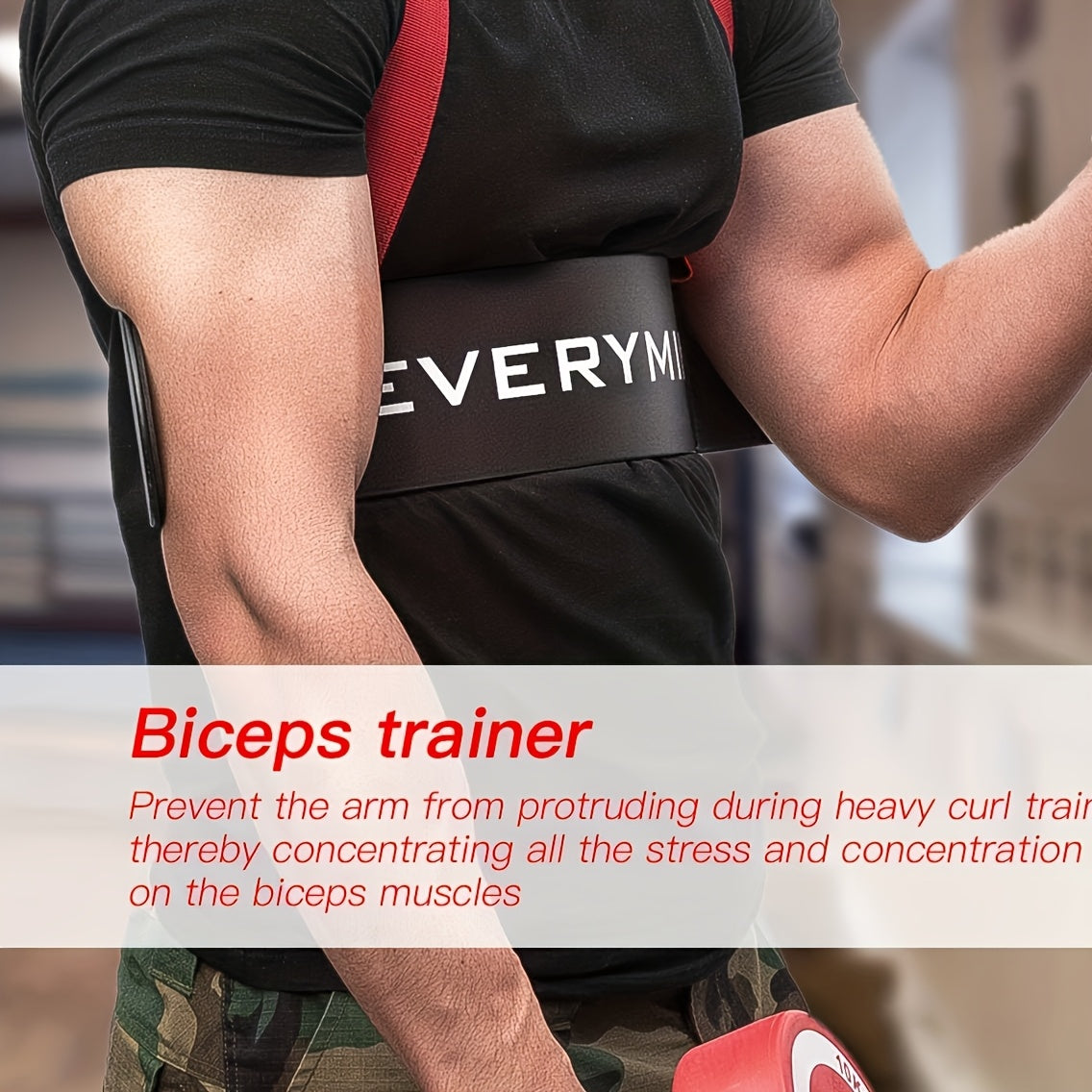 Athlete using the Arm Blaster with dumbbells for perfect bicep curls