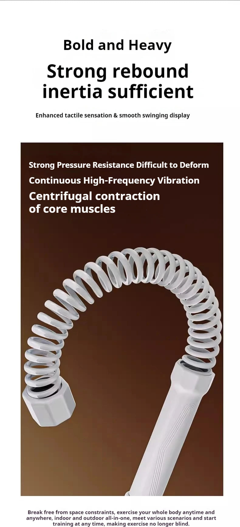 Cordless battle ropes improving core, arm, and endurance strength