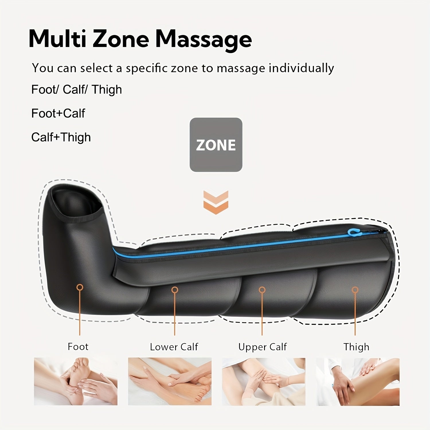 Calf and thigh compression massager for muscle soreness relief