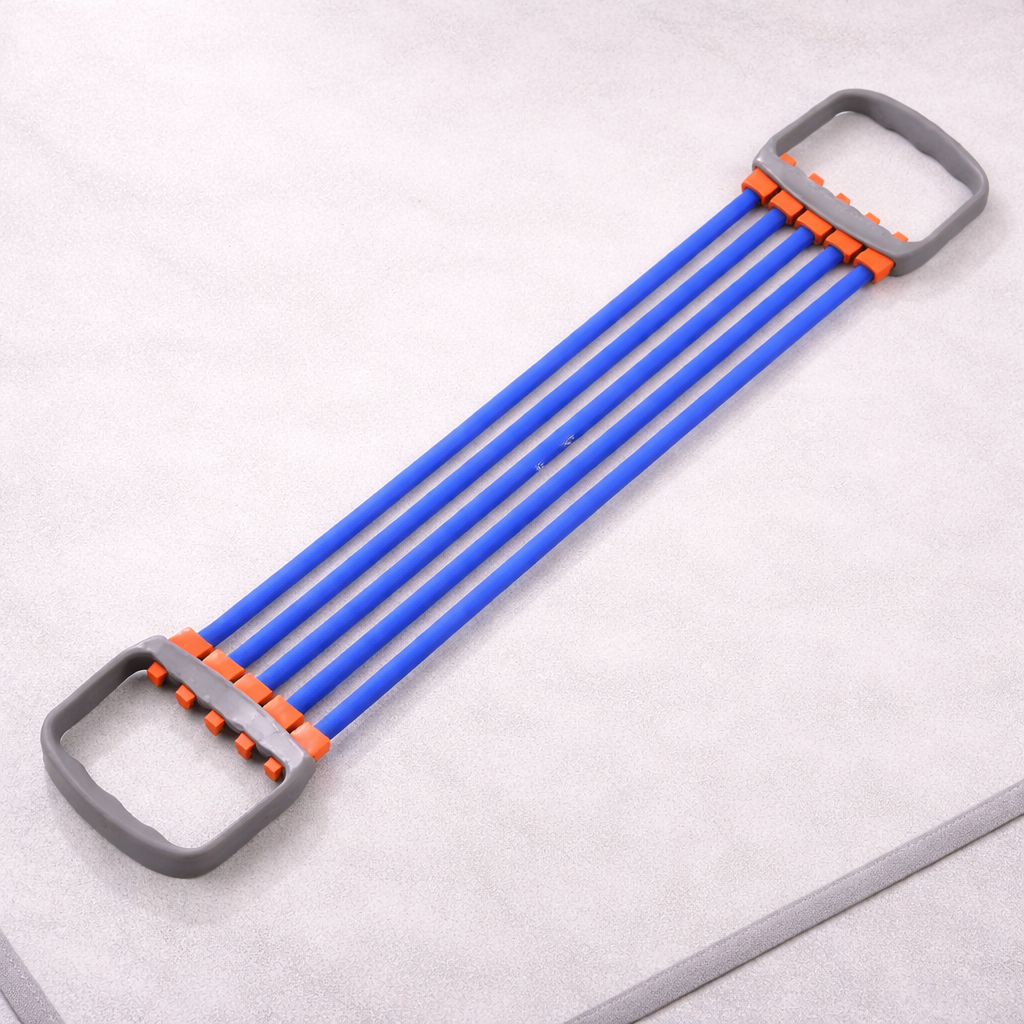 Chest shoulder expander stretch rope in blue for home fitness