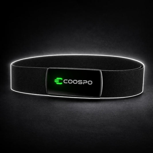 COOSPO H9Z heart rate chest strap designed for accurate fitness tracking, featuring Bluetooth 5.0 and ANT+ connectivity for real-time heart rate monitoring during workouts, cycling, running, and endurance training.