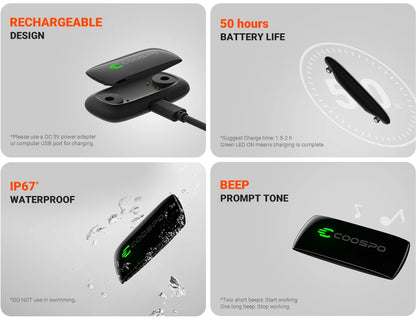 COOSPO H9Z rechargable device with 50hours battery life