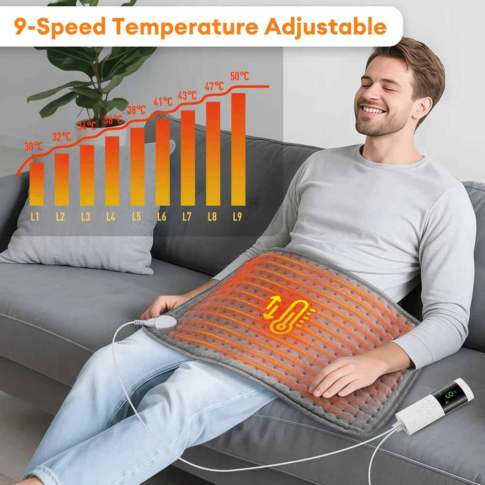 Electric Heating Pad for back, neck, and shoulders with 9 temperature levels