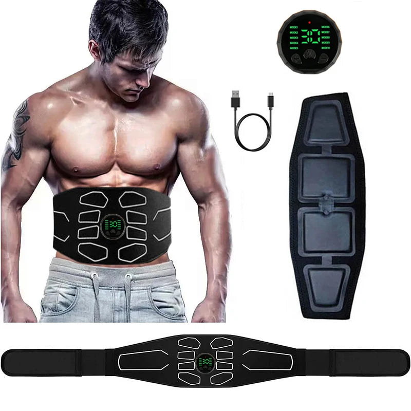 Front view of EMS abdominal toning belt for abs training