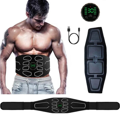 Front view of EMS abdominal toning belt for abs training