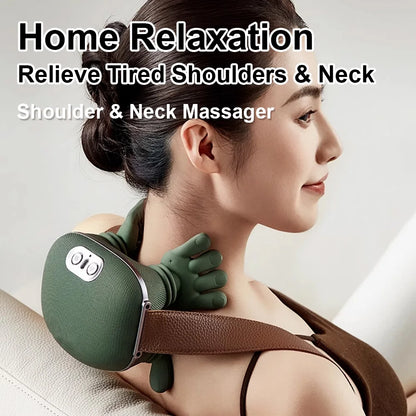 Back view showing the ergonomic design of the electric neck massager
