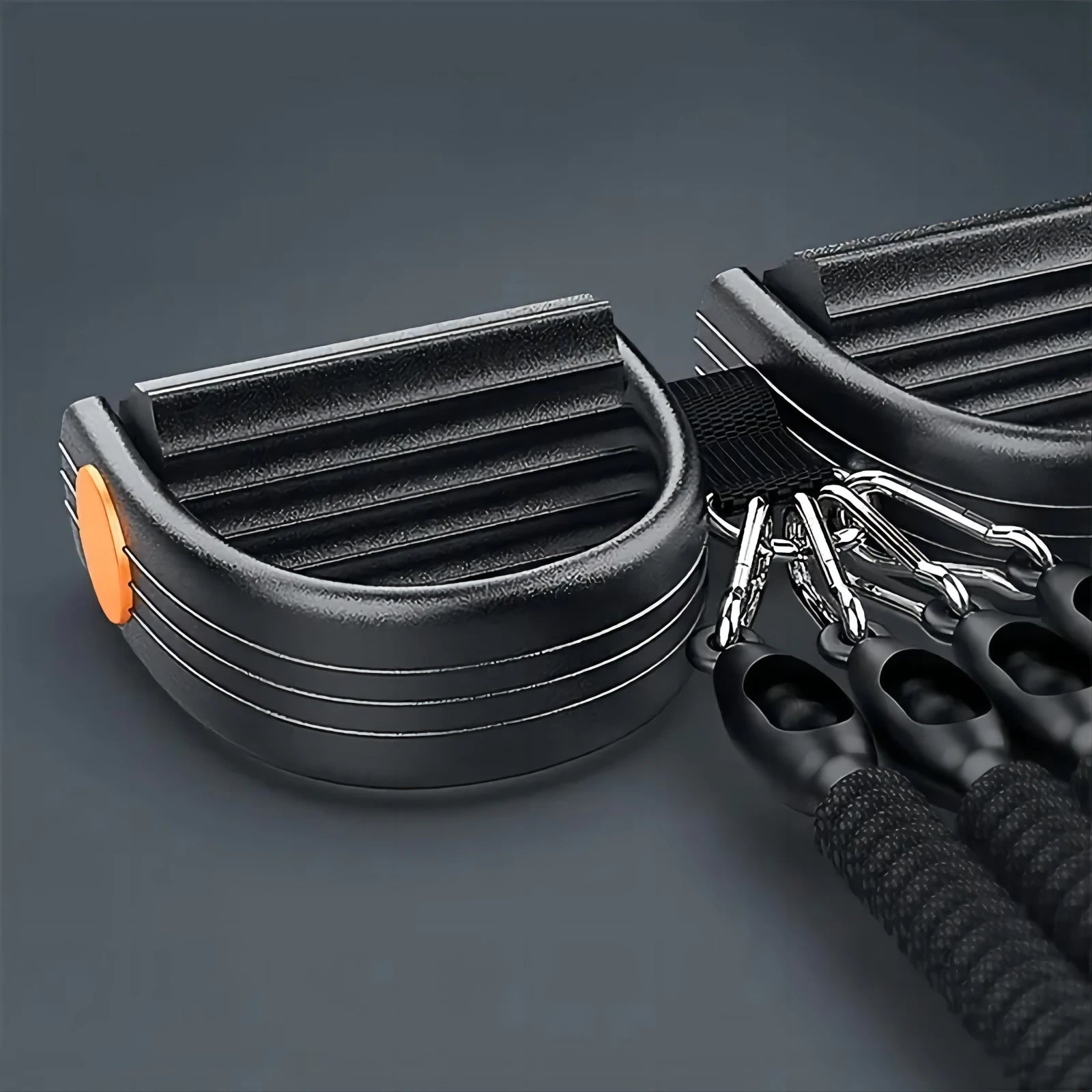Full body workout using pedal tension rope puller resistance band