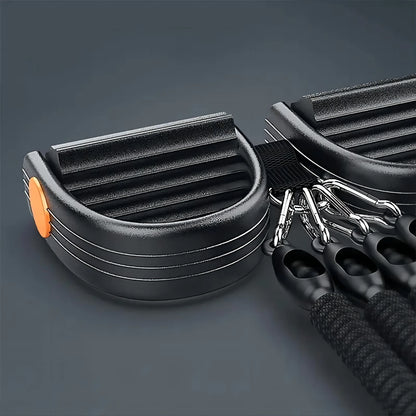 Full body workout using pedal tension rope puller resistance band