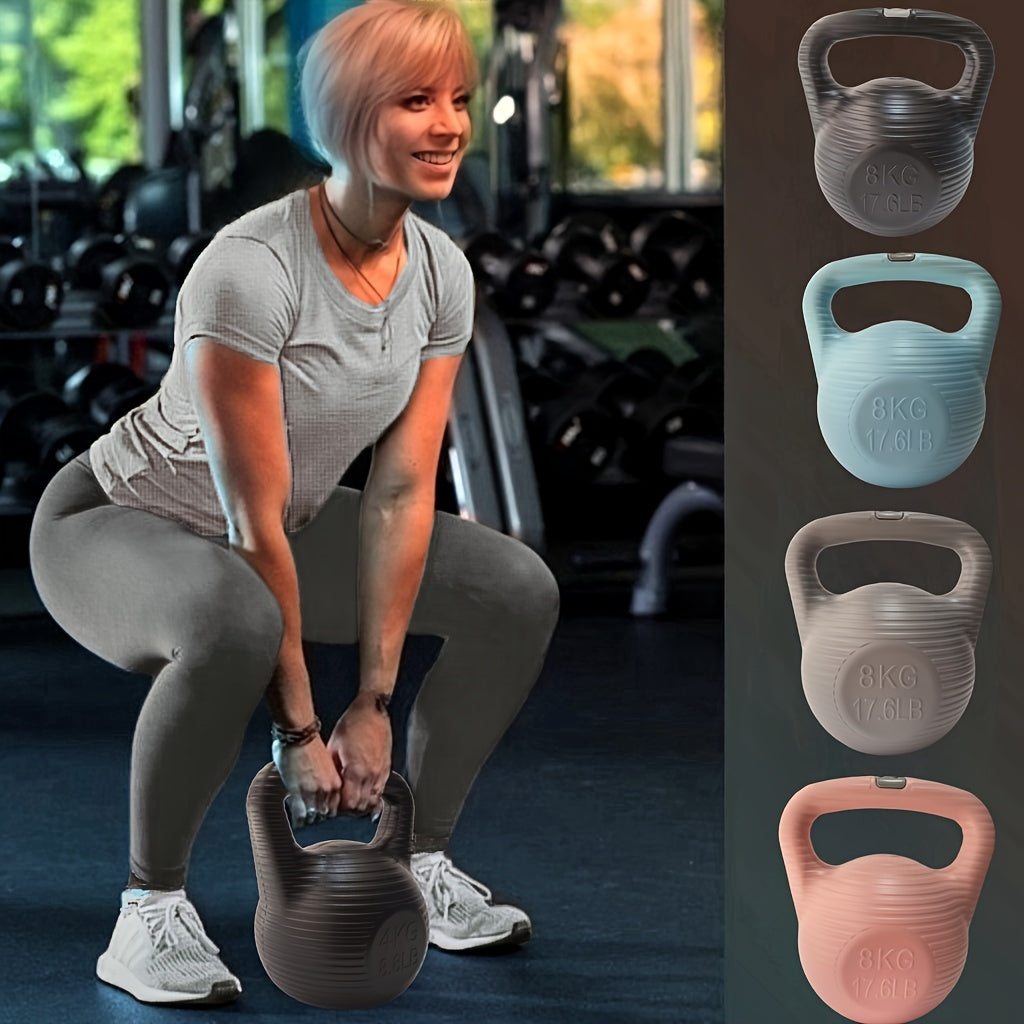 Female athlete performing kettlebell swings at home with GymWave 8kg kettlebell