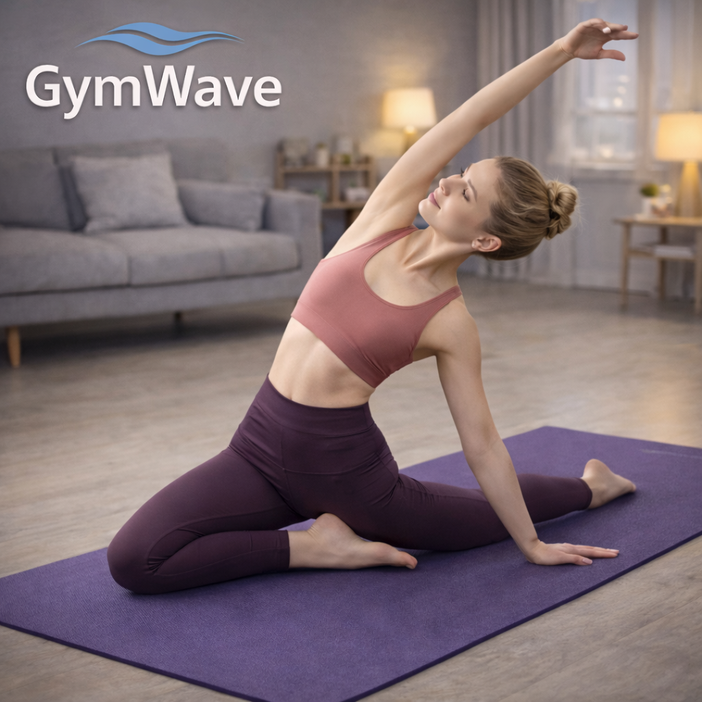 GymWave 4mm anti slip yoga mat for yoga, stretching, and home workouts