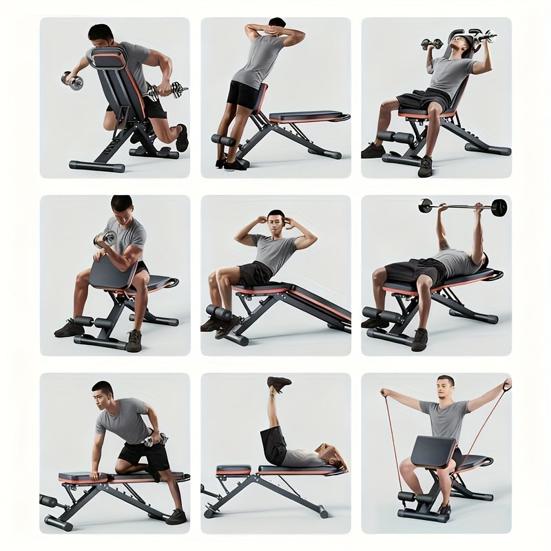 Man performing dumbbell press on GymWave home gym bench